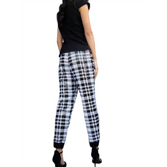 NEW EVA FRANCO fernanda jogger in plaid sequins Pants Jumpsuits